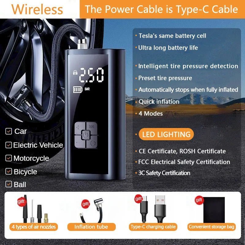 GONFLEUR PNEU VOITURE SANS FIL - Camping Vacances