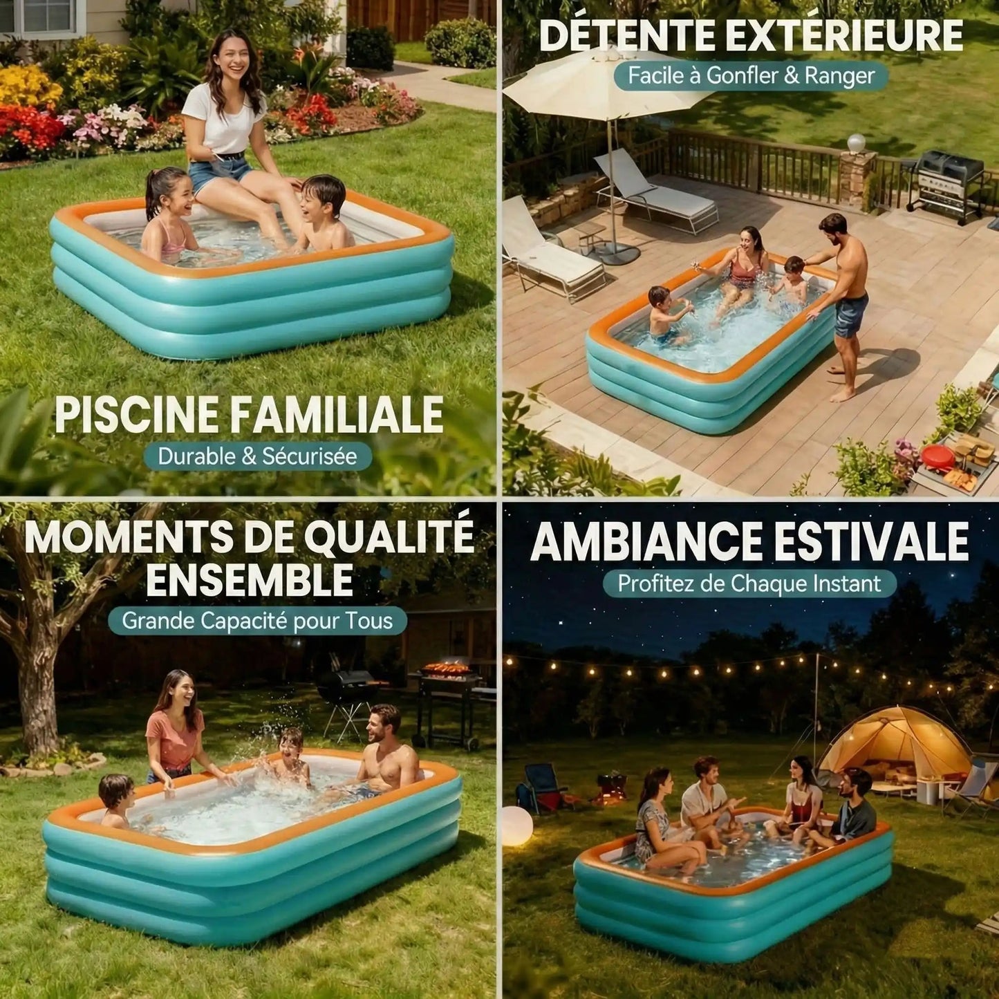 PISCINE GONFLABLE | familiale rafraichissante - Camping Vacances